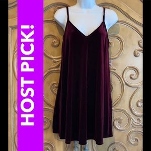 🎉🎉Host Pick!🎉🎉Rich Burgundy Velvet Swing Dress